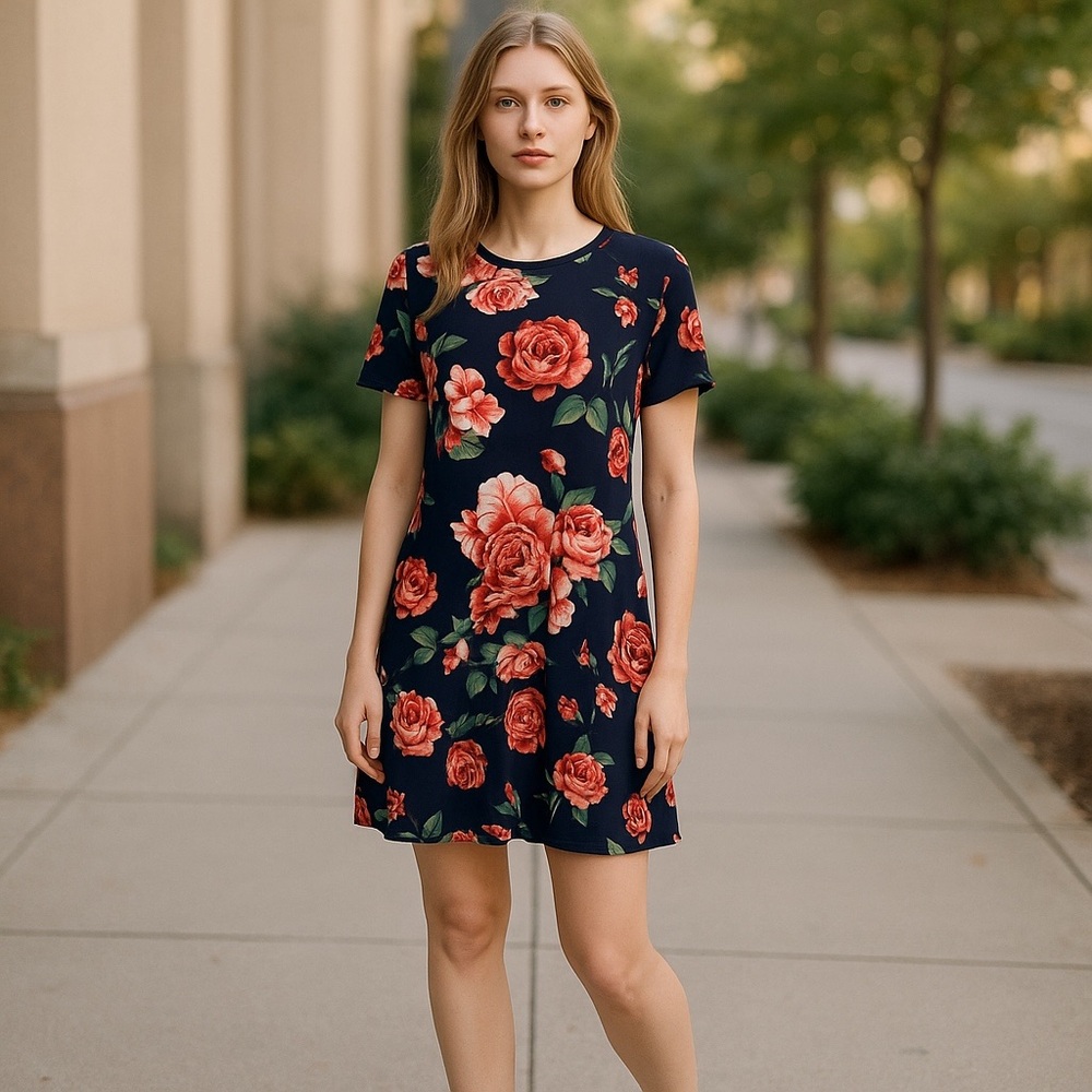 MAURICES womens ladies young women dress floral midi new size large Spring